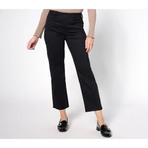 NYDJ Bailey Relaxed Jeans 14 Stretch Black Straight Leg Lift Tuck Ankle Jeans
